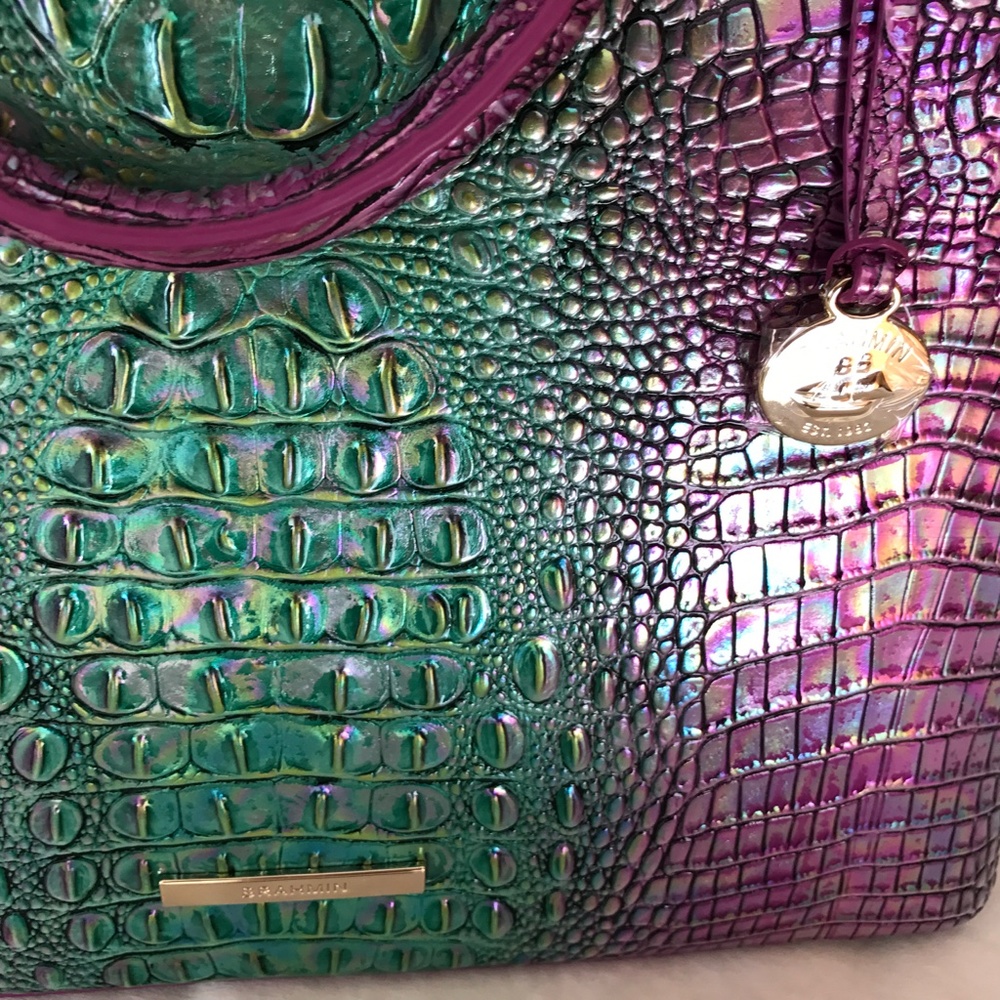 Brahmin LARGE Duxbury Satchel Hyacinth Ombre Melbourne & WALLET used